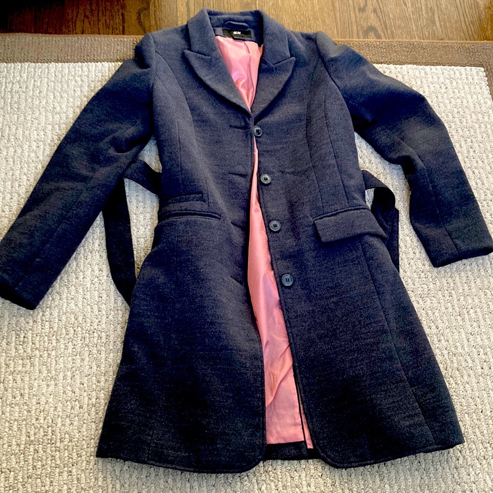 H&M gray wool trenchcoat size 6